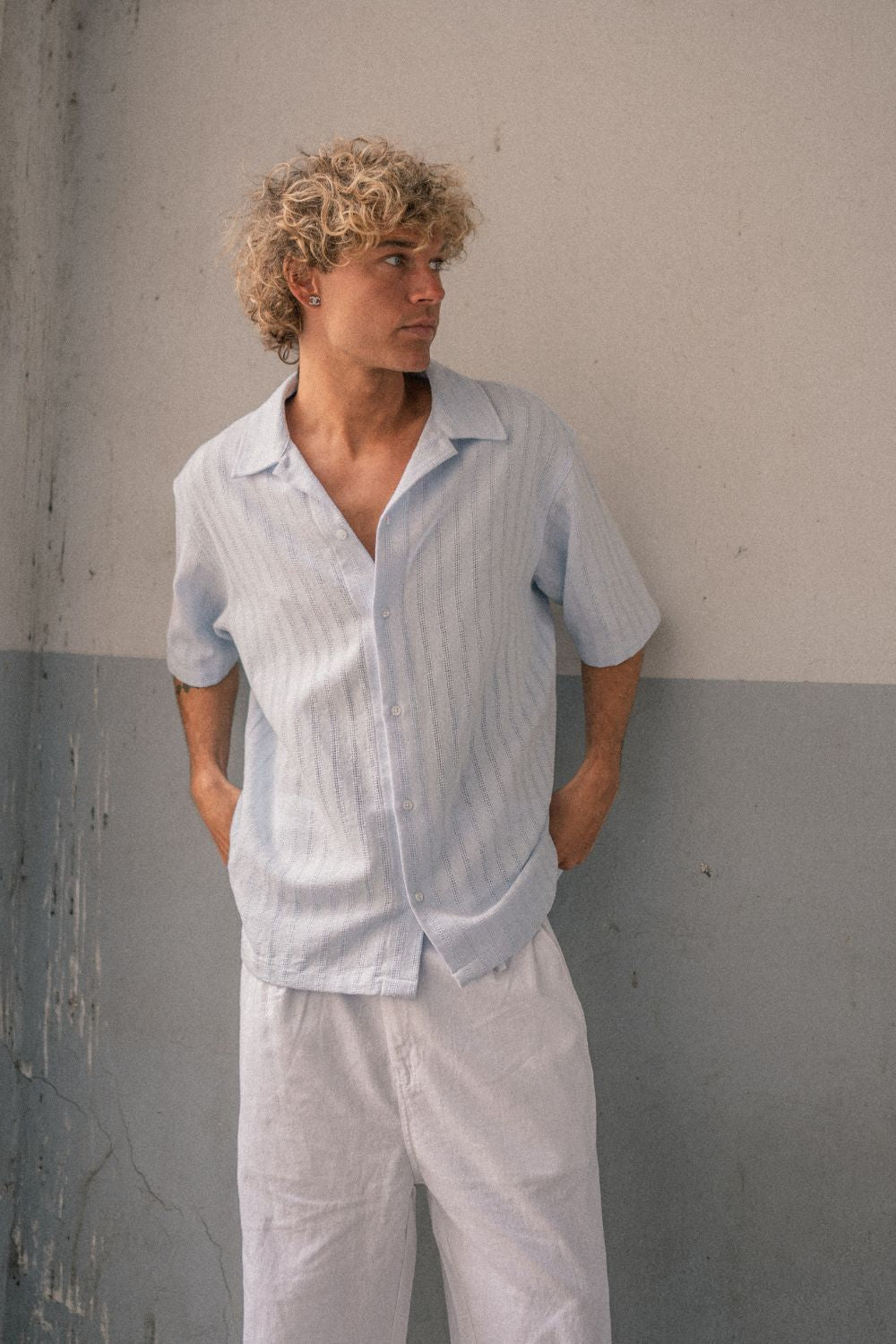Kortærmet Strikskjorte Lyseblå | Skagen-clothing.dk